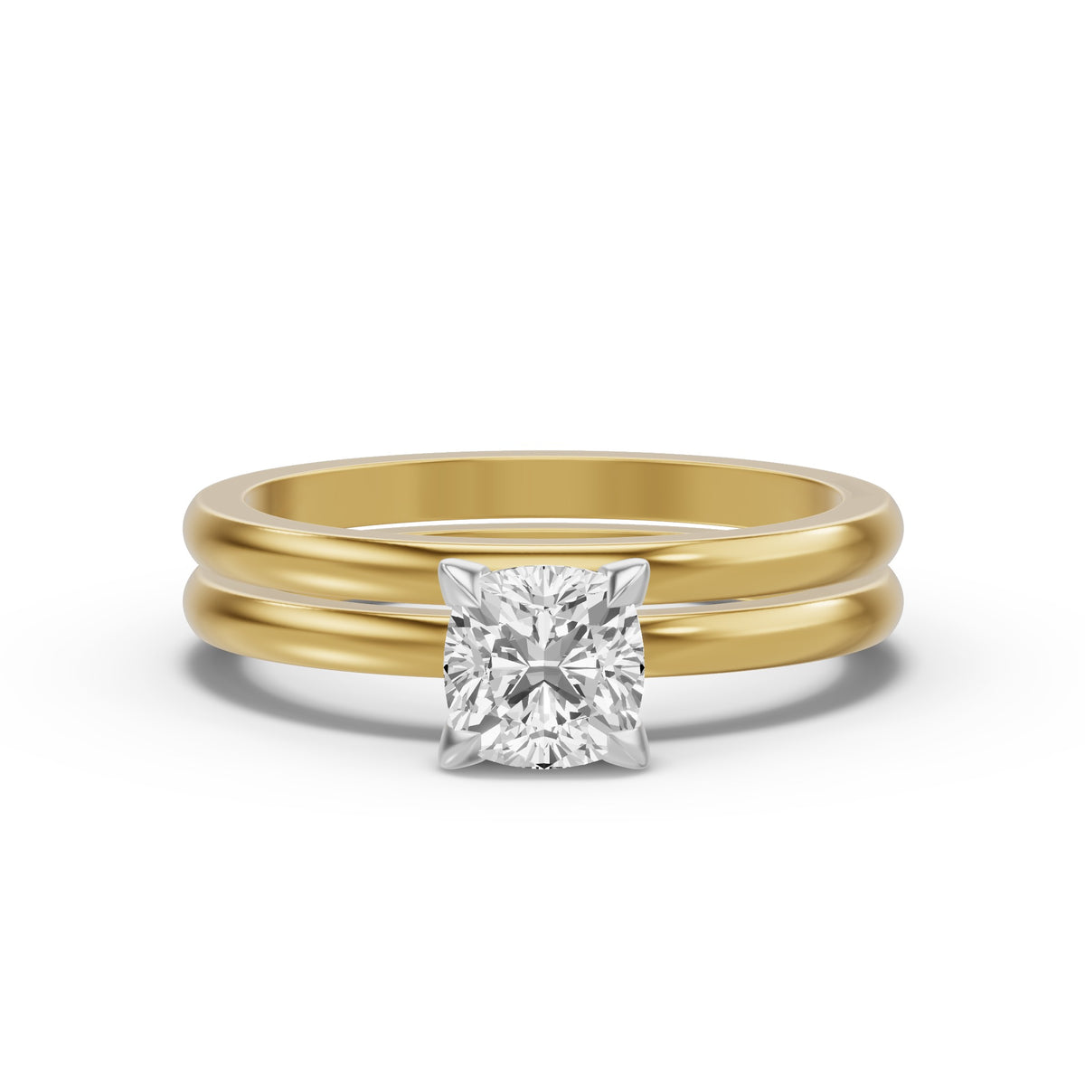 Classic Solitaire Bridal Set — Cushion — 1.0 ct 14k Yellow Gold