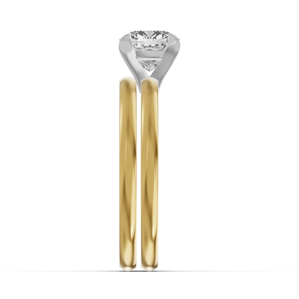 Classic Solitaire Bridal Set — Cushion — 1.5 ct 14k Yellow Gold