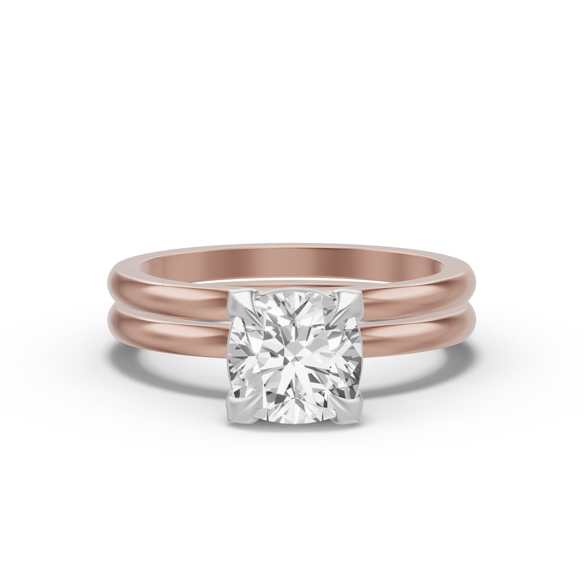 Classic Solitaire Bridal Set — Cushion — 2.0 ct 14k Rose Gold