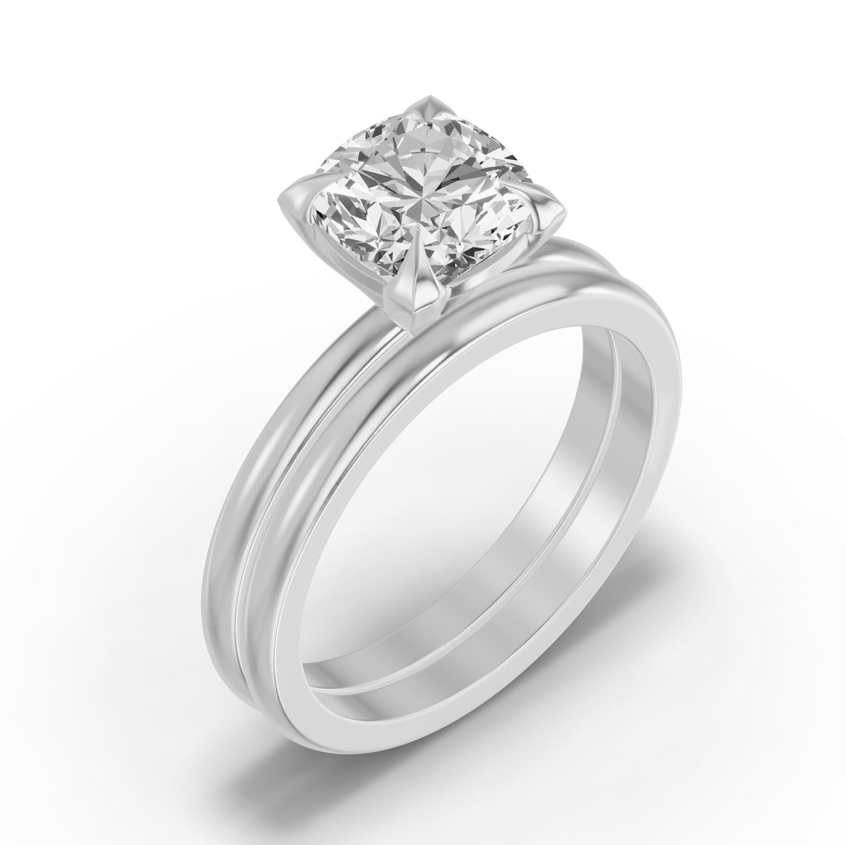 Classic Solitaire Bridal Set — Cushion — 2.0 ct 14k White Gold