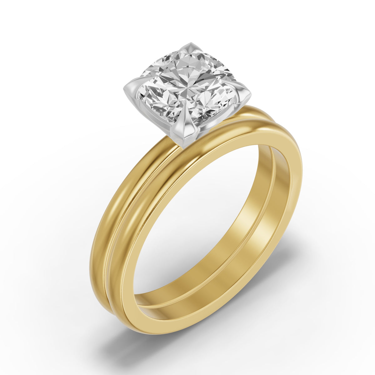 Classic Solitaire Bridal Set — Cushion — 2.0 ct 14k Yellow Gold