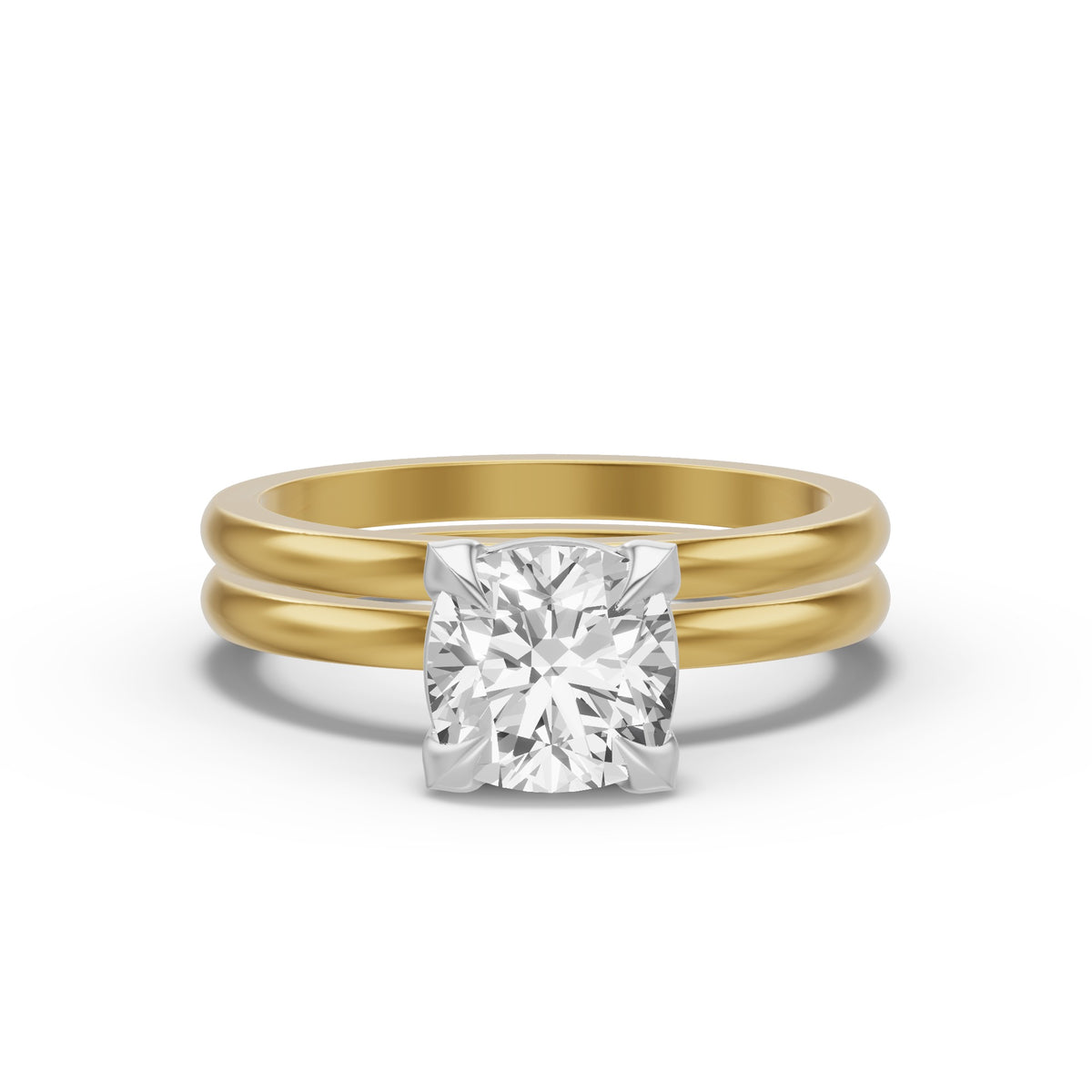 Classic Solitaire Bridal Set — Cushion — 2.0 ct 14k Yellow Gold