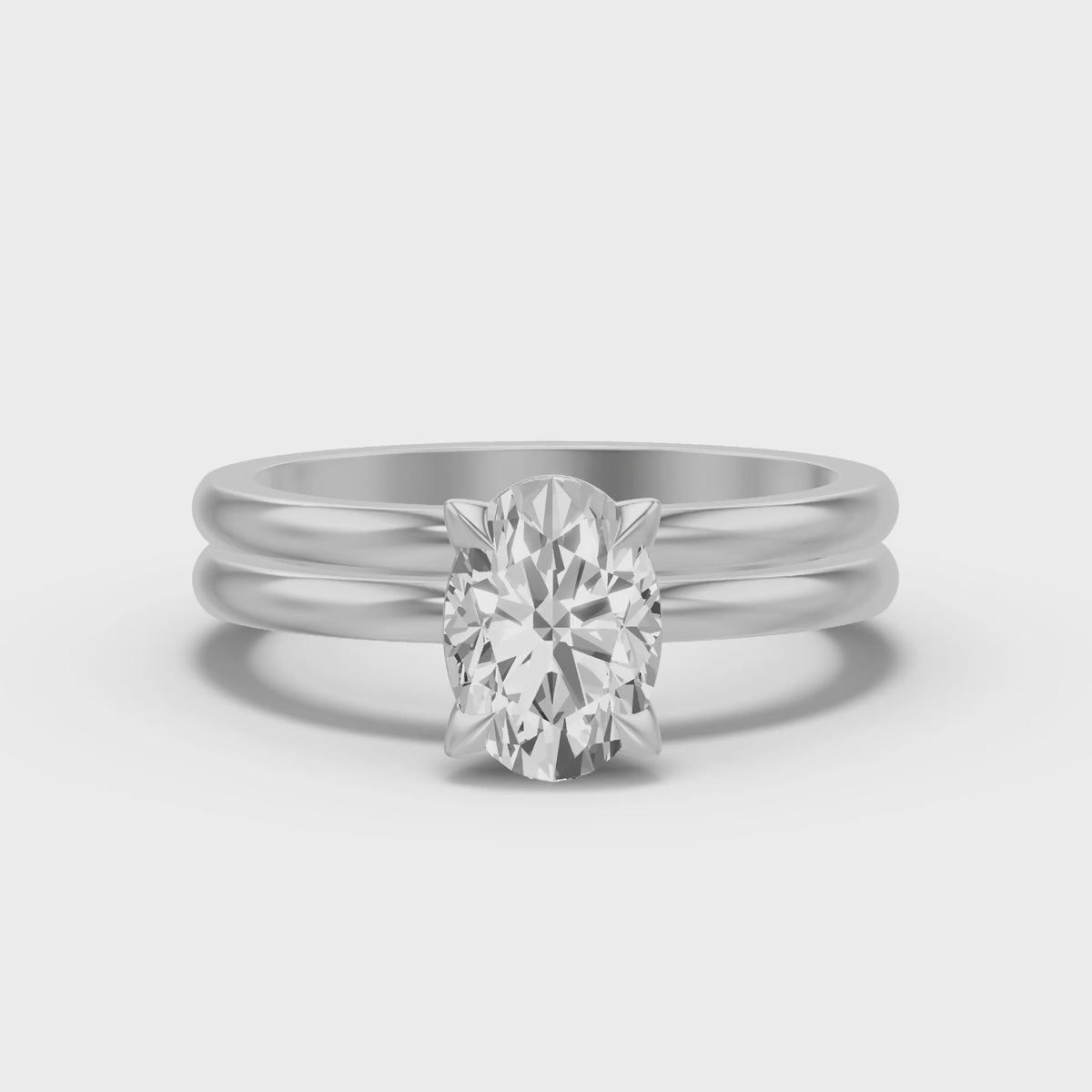 Classic Solitaire Bridal Set — Oval — 2.0 ct 14k White Gold