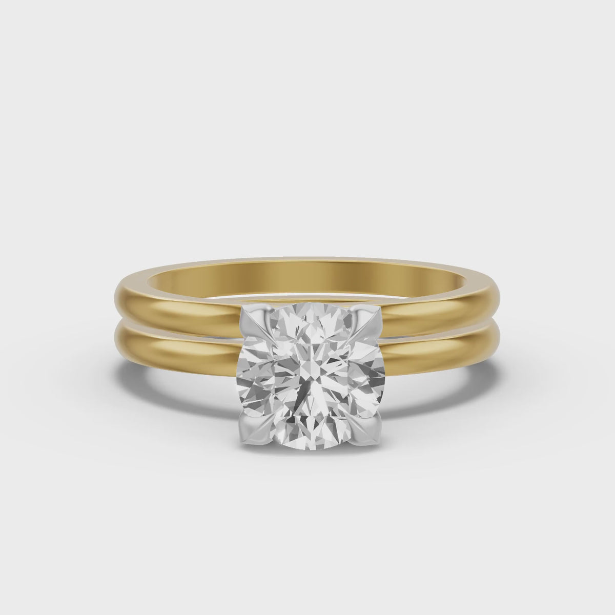 Classic Solitaire Bridal Set — Round — 2.0 ct 14k Yellow Gold