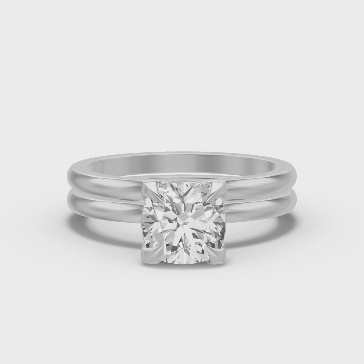 Classic Solitaire Bridal Set — Cushion — 2.0 ct 14k White Gold