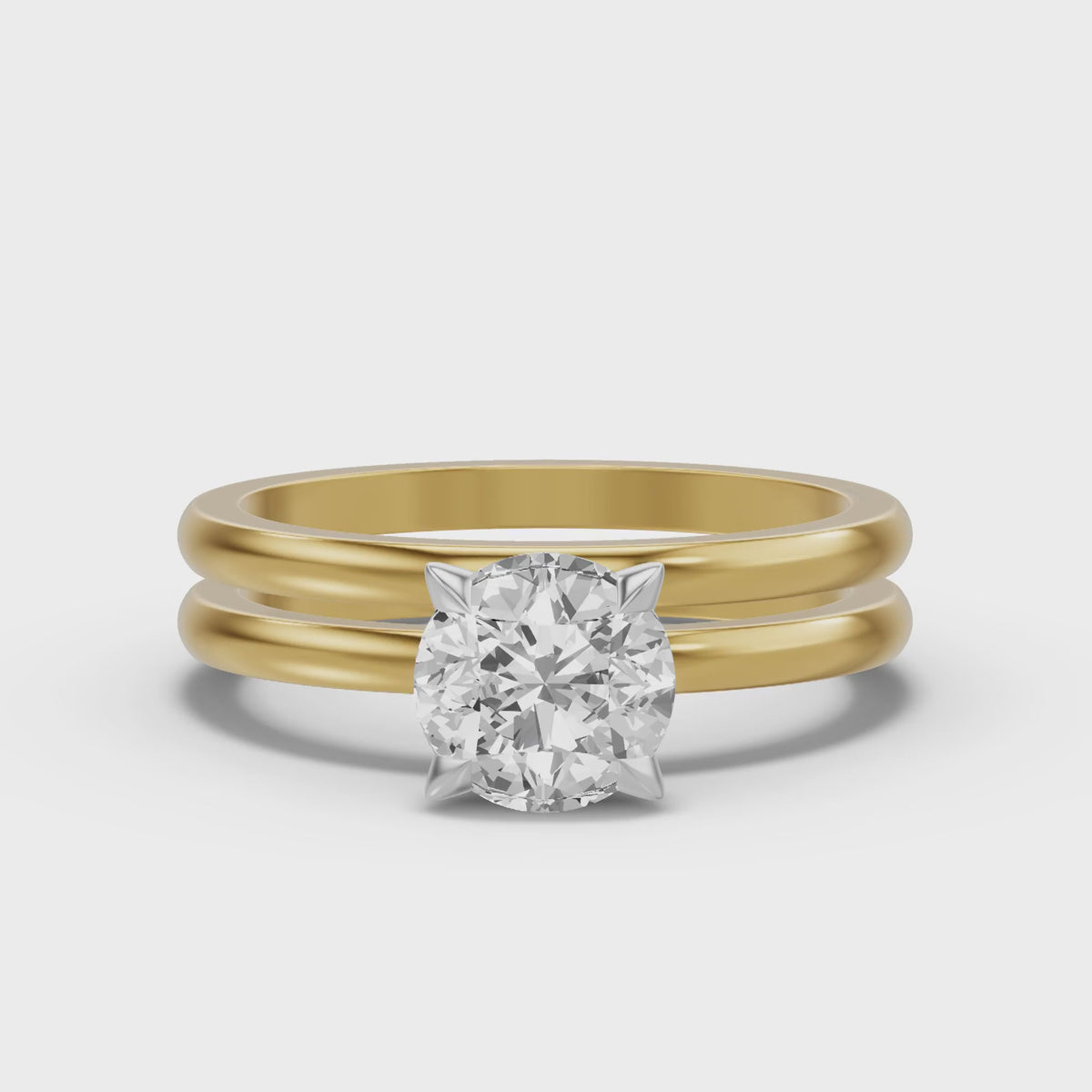 Classic Solitaire Bridal Set — Round — 1.5 ct 14k Yellow Gold