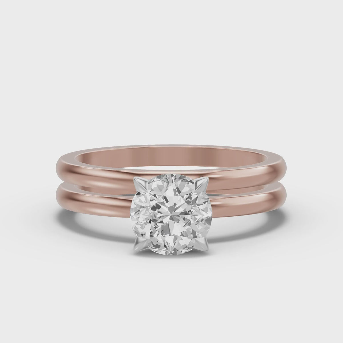 Classic Solitaire Bridal Set — Round — 1.5 ct 14k Rose Gold