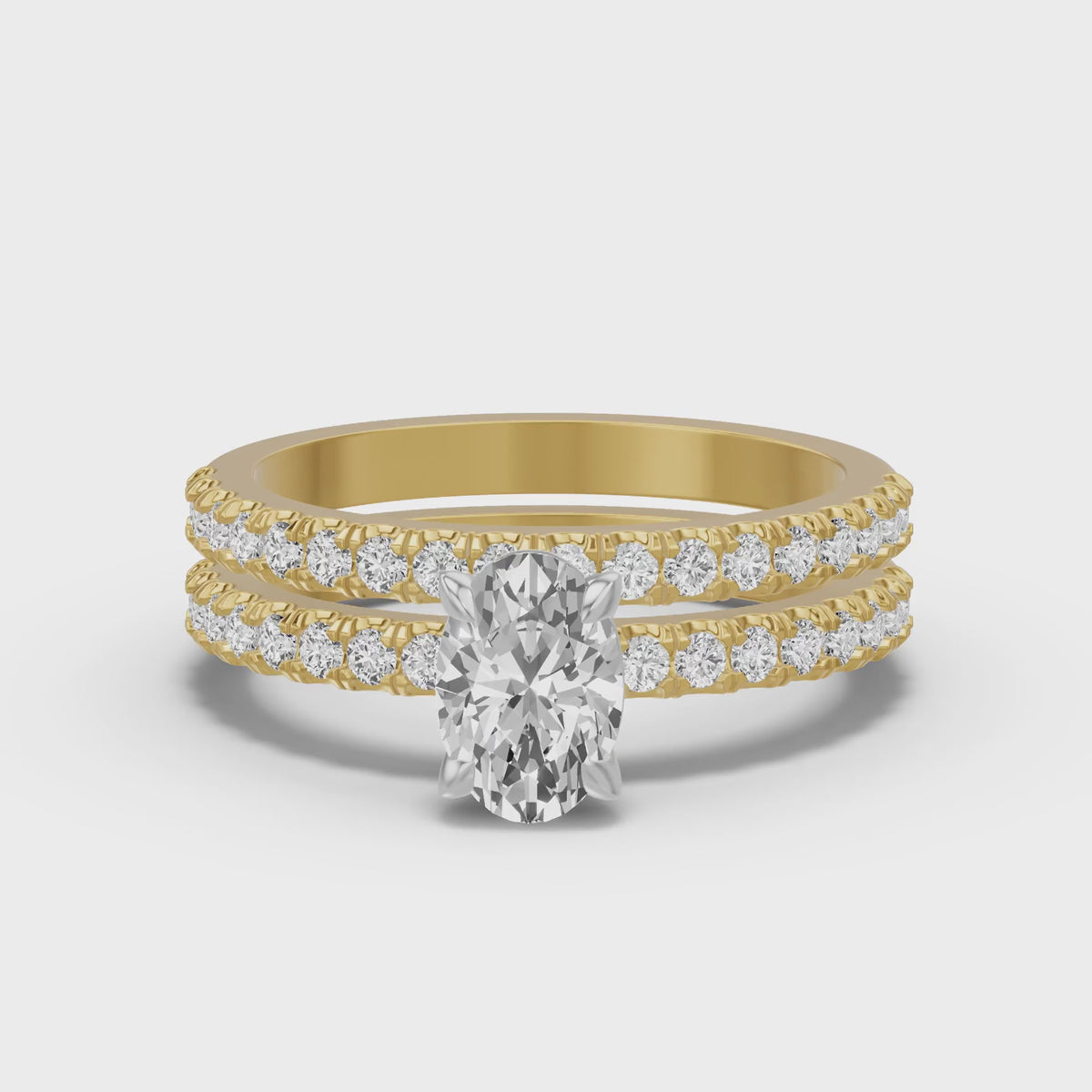 Micro-Pavé Bridal Set — Oval — 1.0 ct 14k Yellow Gold
