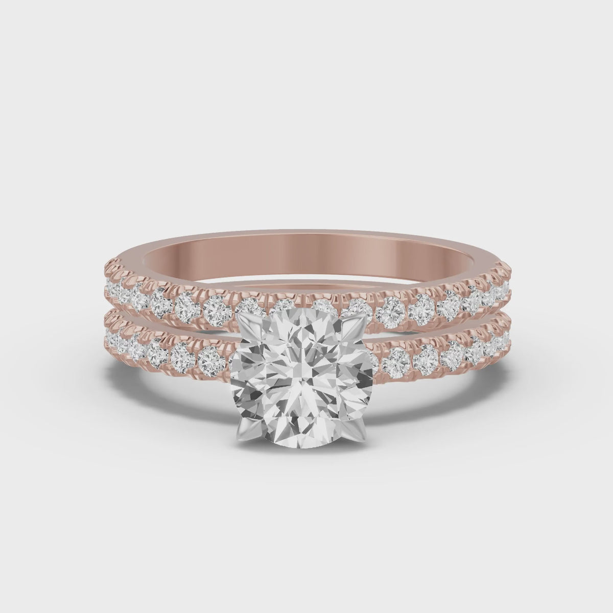 Micro-Pavé Bridal Set — Round — 1.5 ct 14k Rose Gold