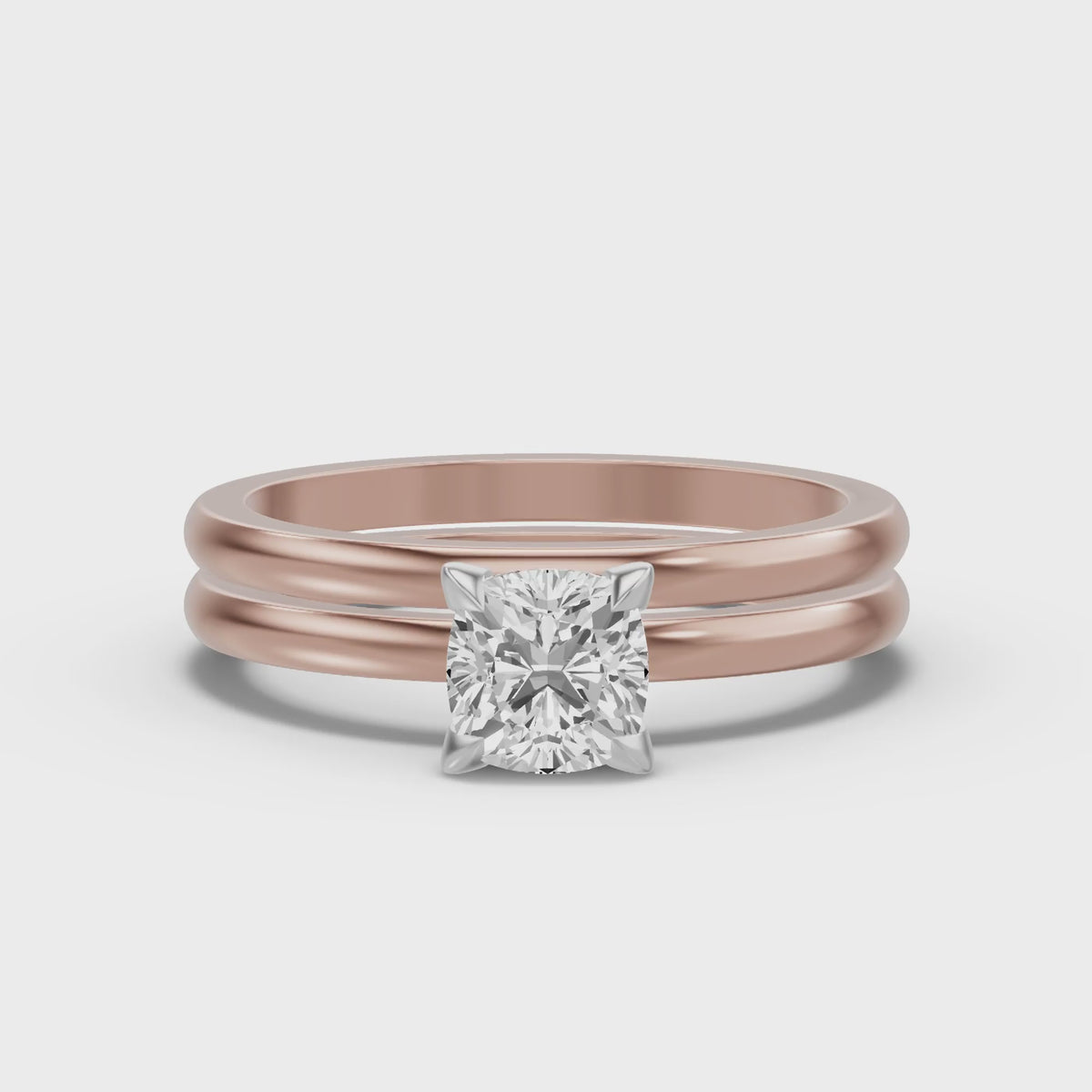 Classic Solitaire Bridal Set — Cushion — 1.0 ct 14k Rose Gold