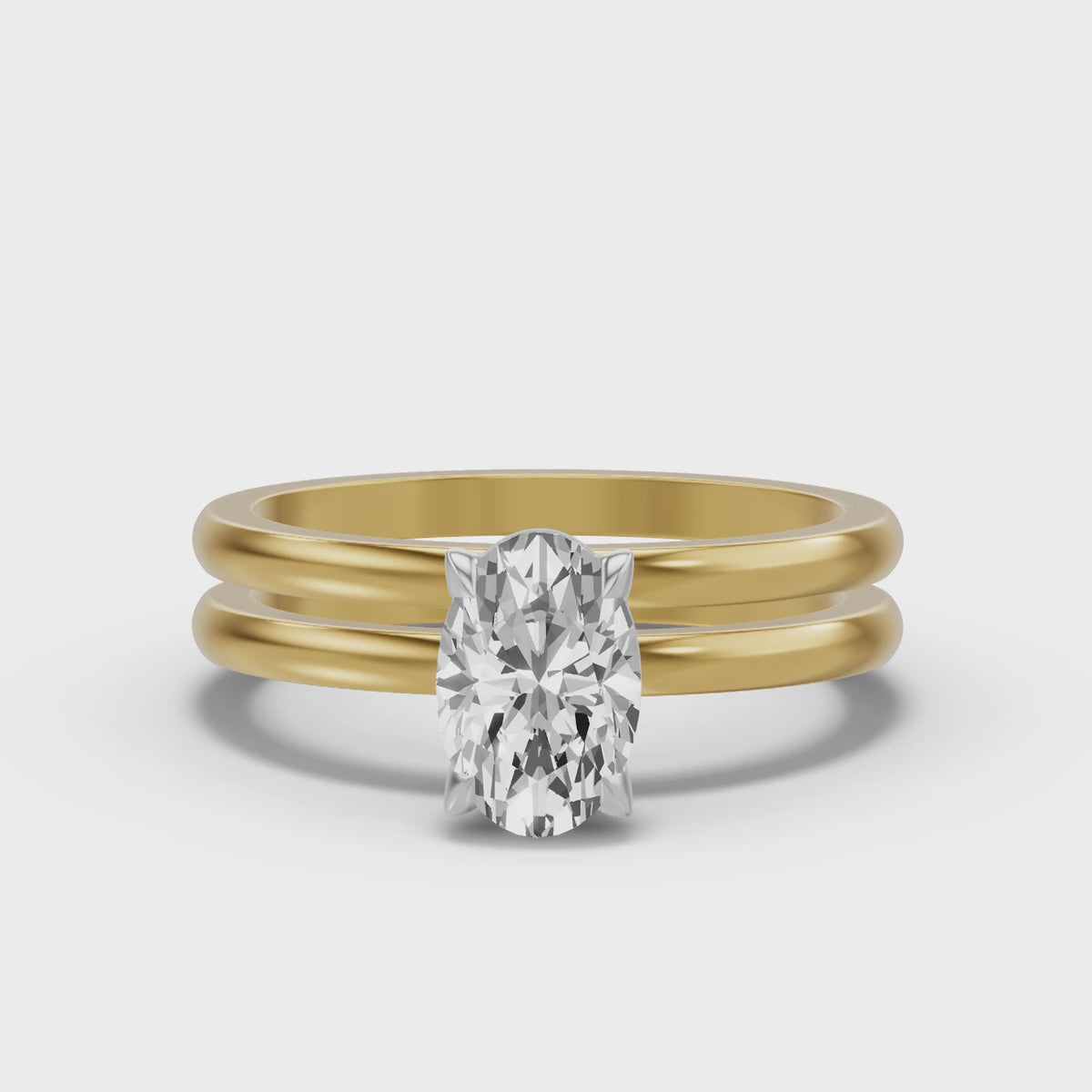 Classic Solitaire Bridal Set — Oval — 1.5 ct 14k Yellow Gold