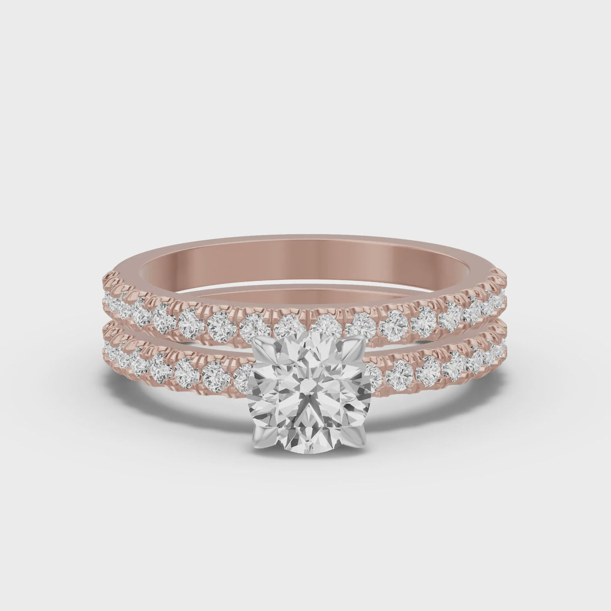 Micro-Pavé Bridal Set — Round — 1.0 ct 14k Rose Gold