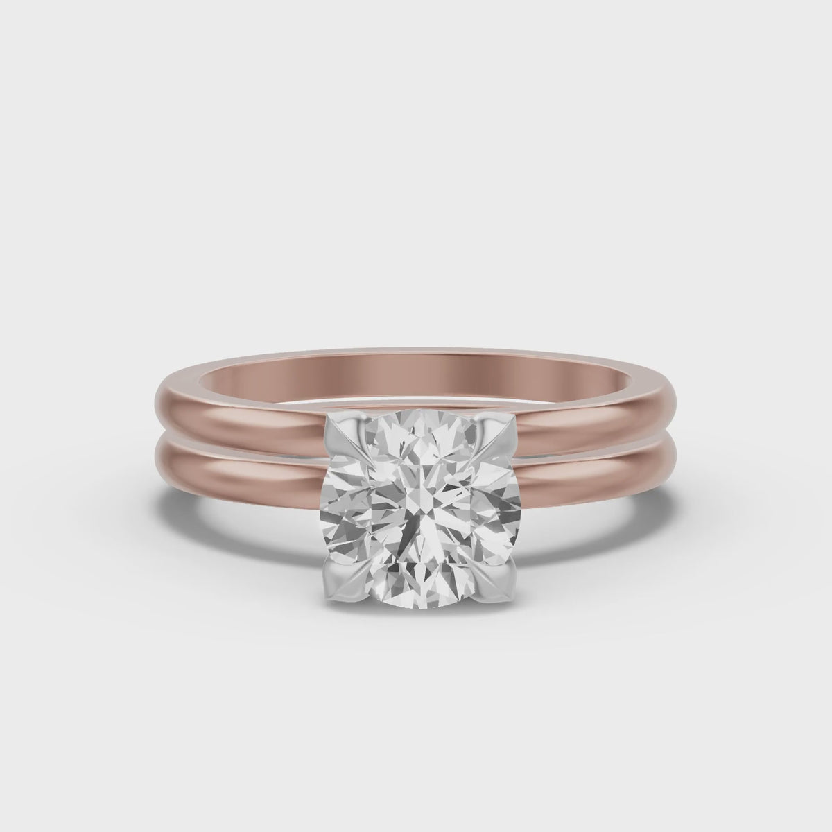 Classic Solitaire Bridal Set — Round — 2.0 ct 14k Rose Gold