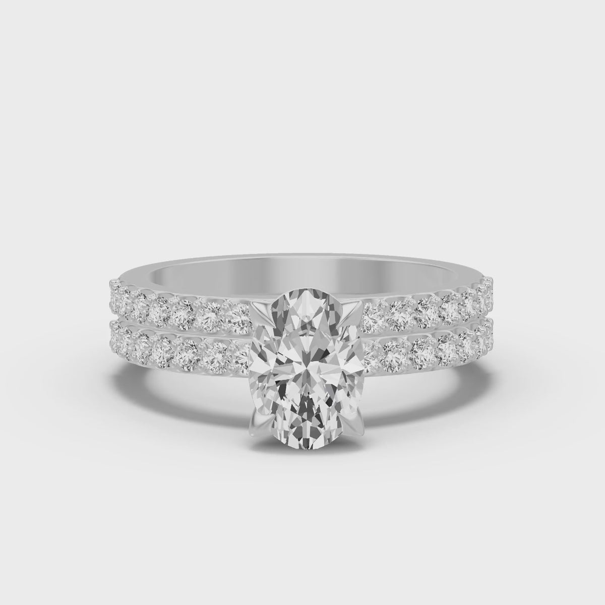 Micro-Pavé Bridal Set — Oval — 2.0 ct 14k White Gold