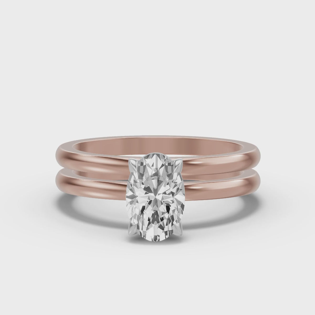 Classic Solitaire Bridal Set — Oval — 1.5 ct 14k Rose Gold