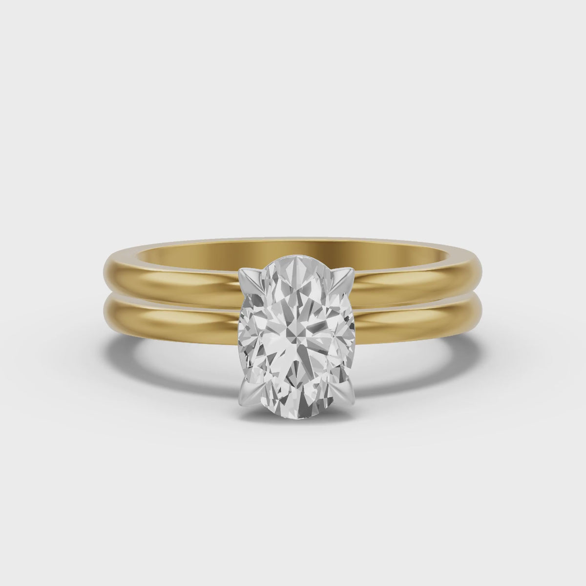 Classic Solitaire Bridal Set — Oval — 2.0 ct 14k Yellow Gold