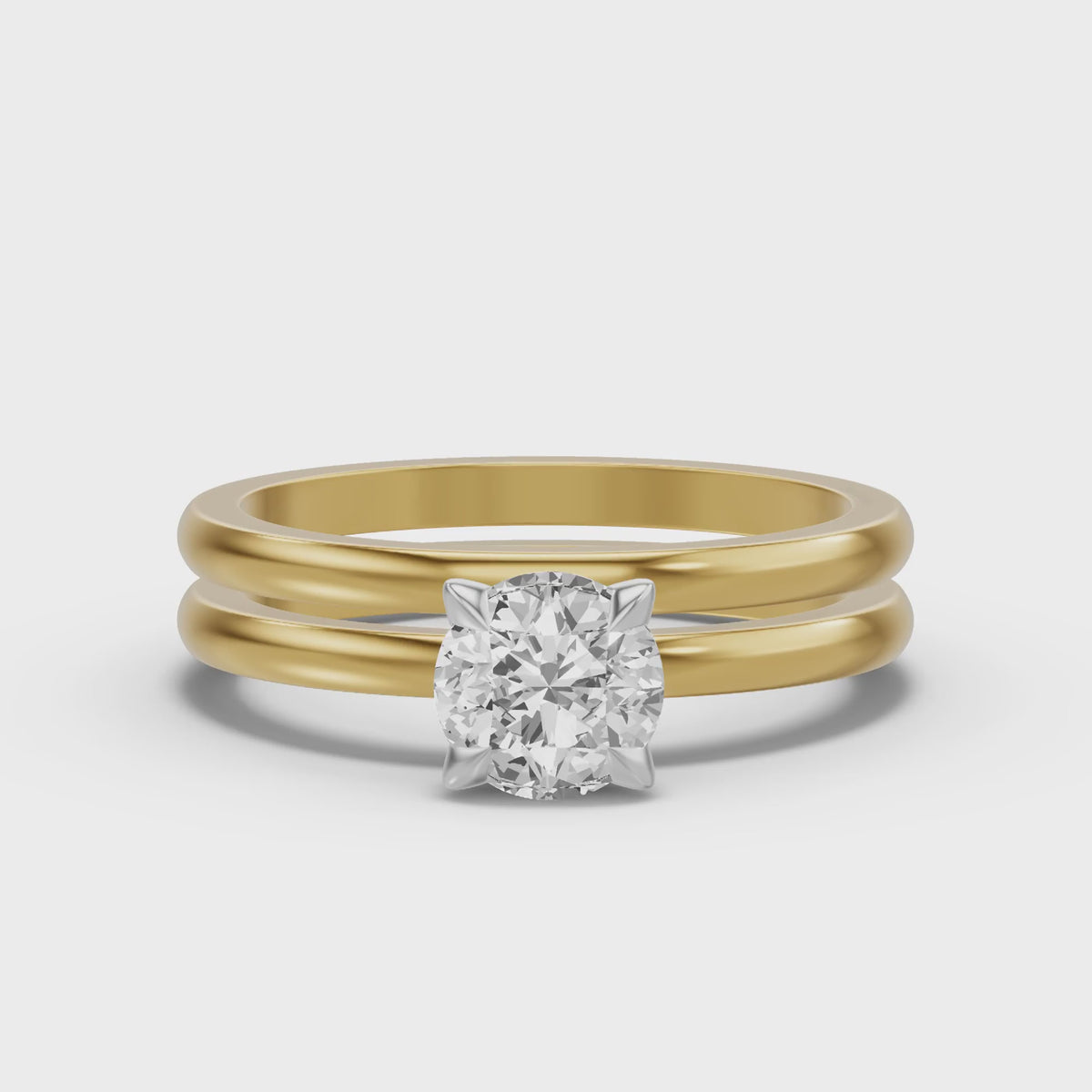 Classic Solitaire Bridal Set — Round — 1.0 ct 14k Yellow Gold