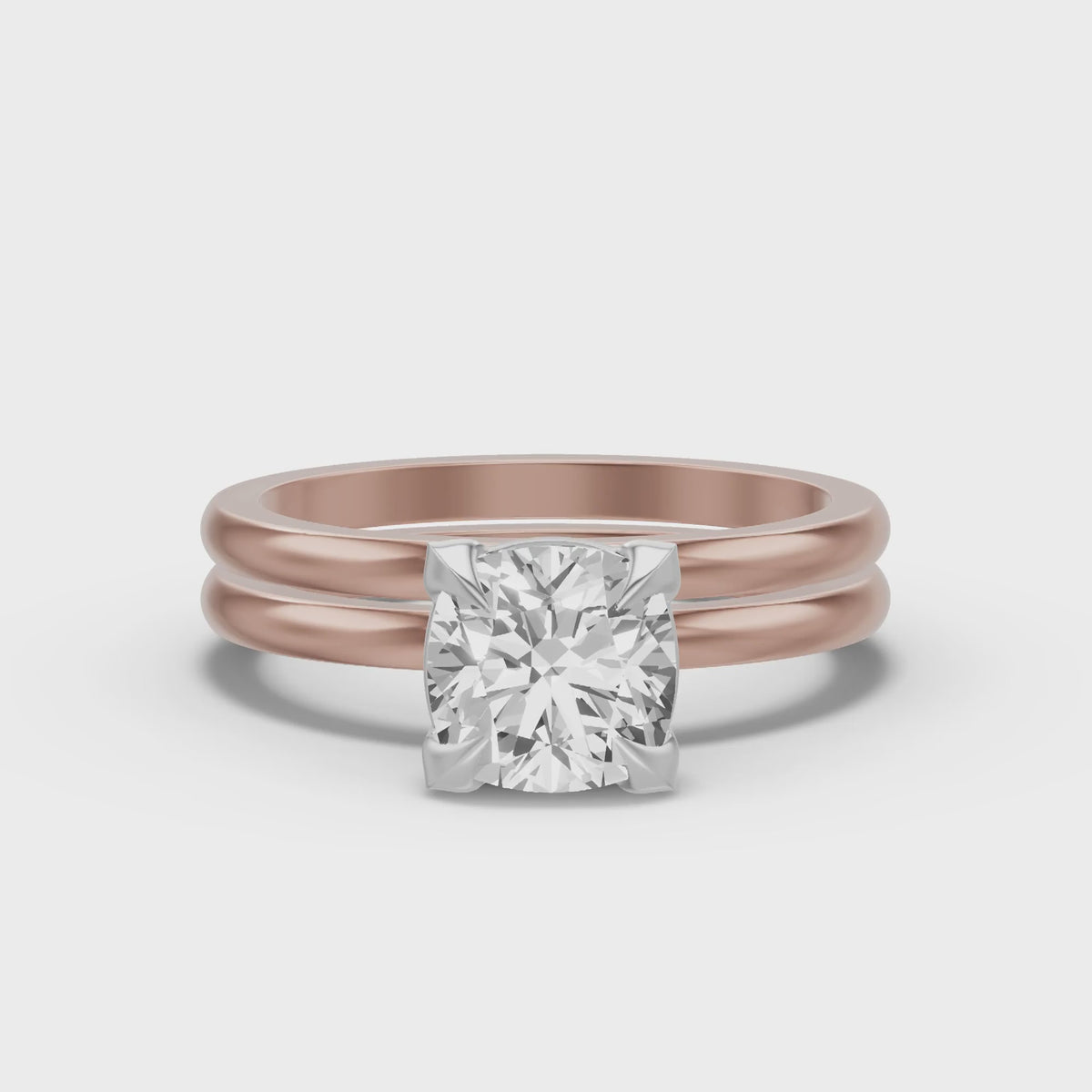 Classic Solitaire Bridal Set — Cushion — 2.0 ct 14k Rose Gold