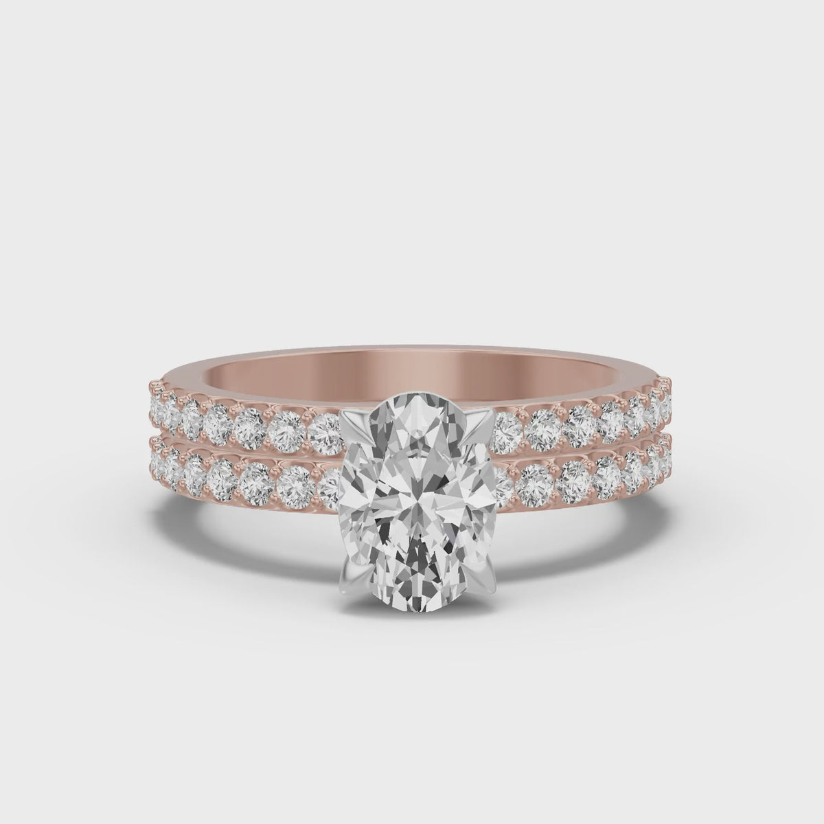 Micro-Pavé Bridal Set — Oval — 2.0 ct 14k Rose Gold