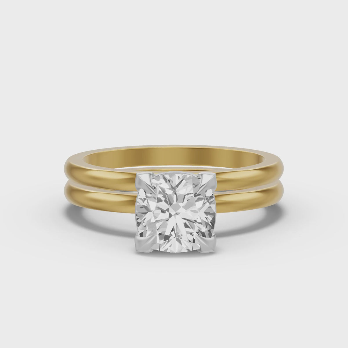 Classic Solitaire Bridal Set — Cushion — 2.0 ct 14k Yellow Gold