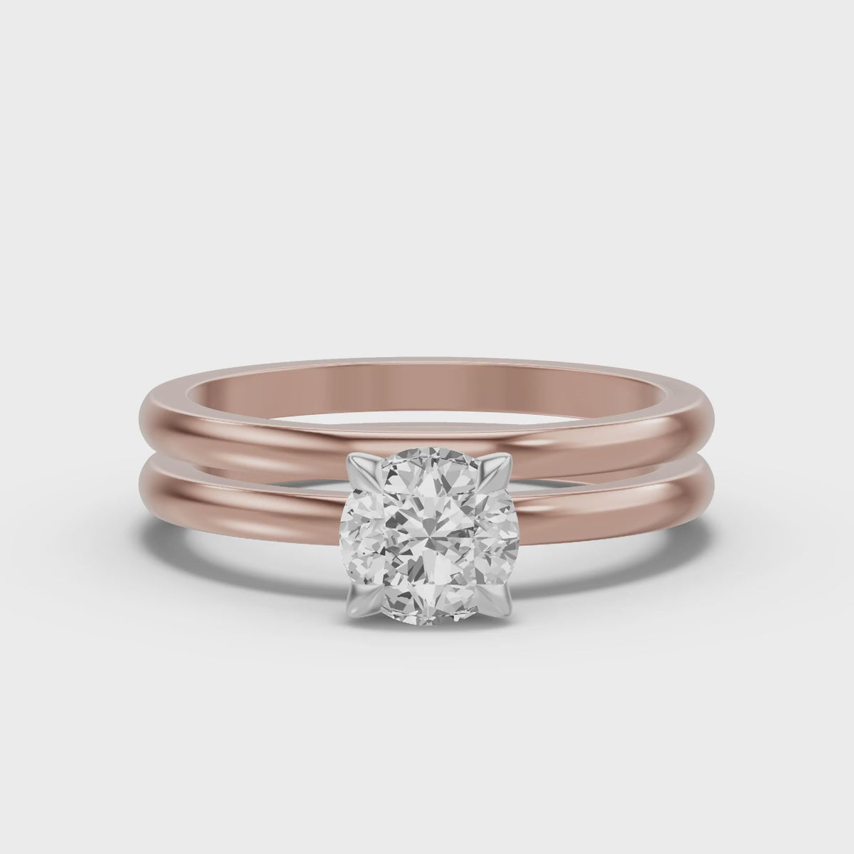 Classic Solitaire Bridal Set — Round — 1.0 ct 14k Rose Gold
