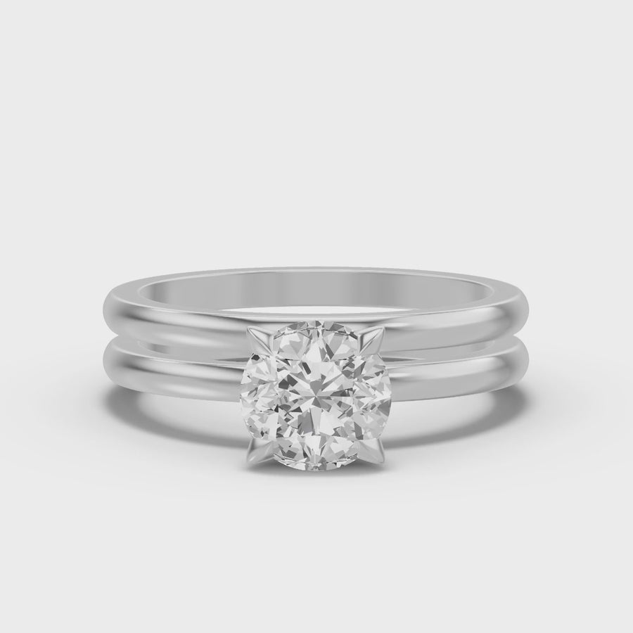 Classic Solitaire Bridal Set — Round — 1.5 ct 14k White Gold