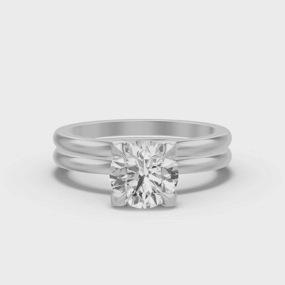Classic Solitaire Bridal Set — Round — 2.0 ct 14k White Gold