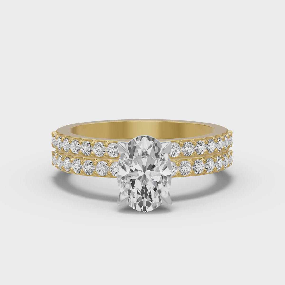Micro-Pavé Bridal Set — Oval — 2.0 ct 14k Yellow Gold