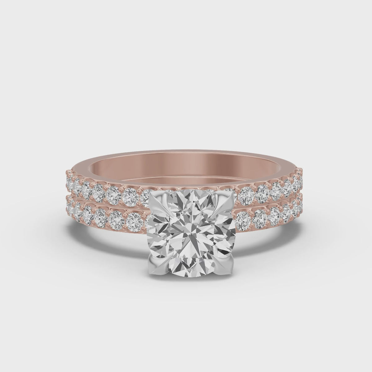 Micro-Pavé Bridal Set — Round — 2.0 ct 14k Rose Gold