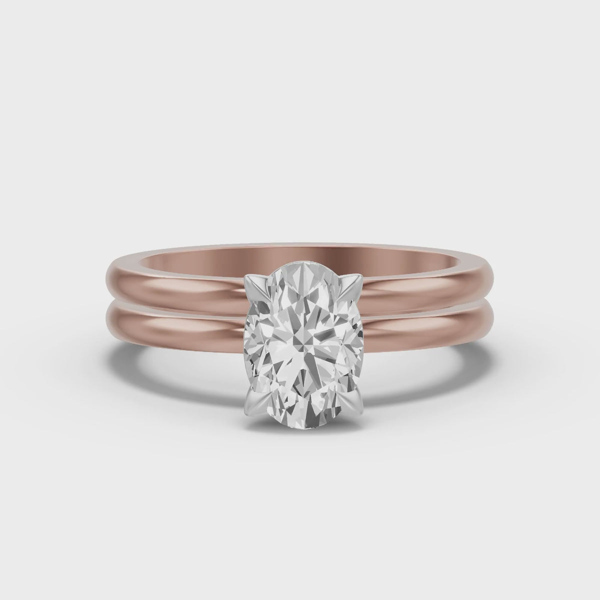 Classic Solitaire Bridal Set — Oval — 2.0 ct 14k Rose Gold