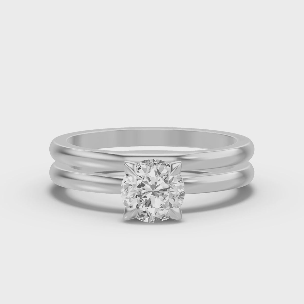 Classic Solitaire Bridal Set — Round — 1.0 ct 14k White Gold