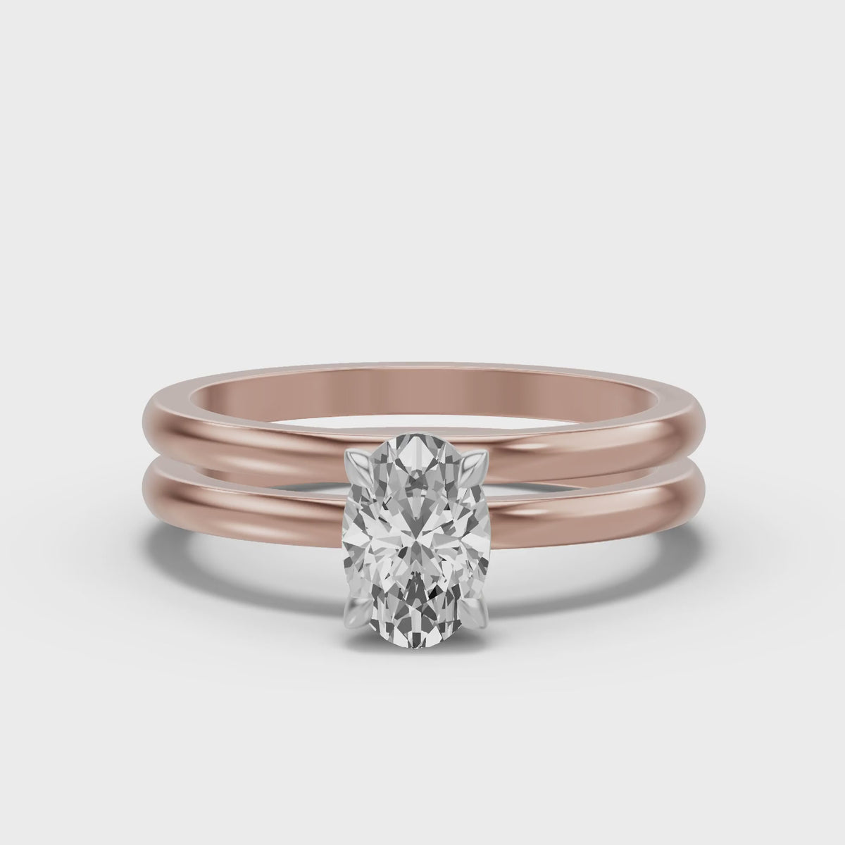Classic Solitaire Bridal Set — Oval — 1.0 ct 14k Rose Gold