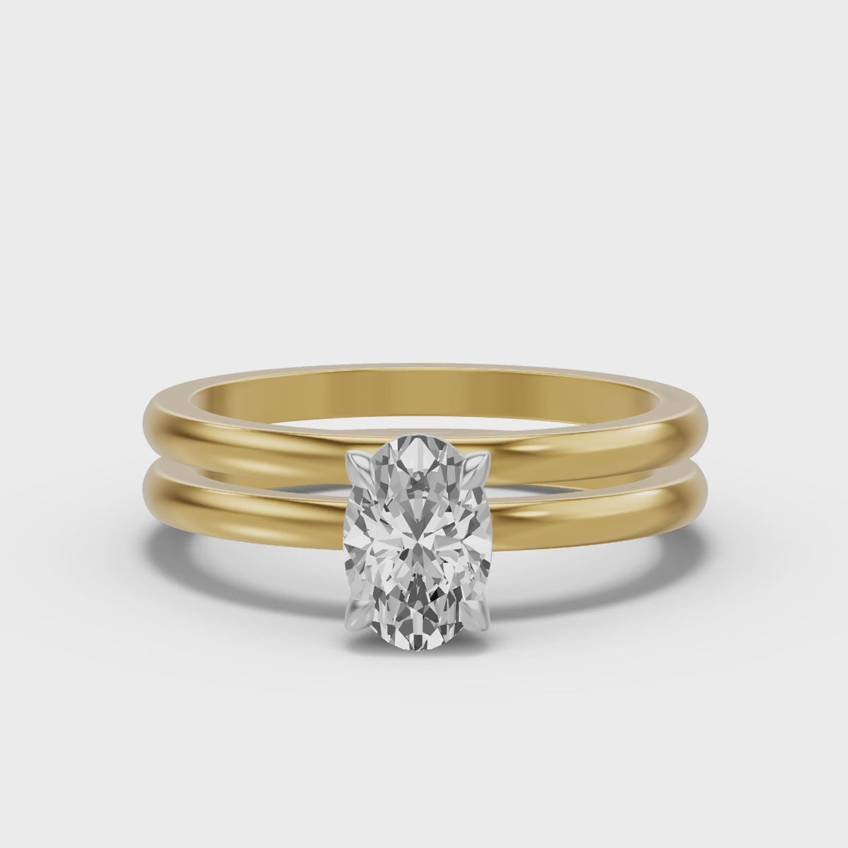 Classic Solitaire Bridal Set — Oval — 1.0 ct 14k Yellow Gold