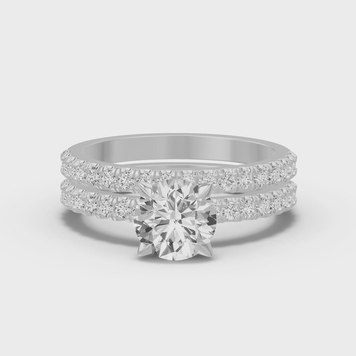 Micro-Pavé Bridal Set — Round — 1.5 ct 14k White Gold