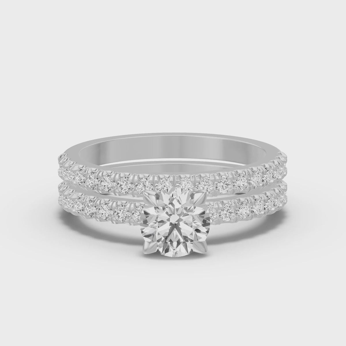 Micro-Pavé Bridal Set — Round — 1.0 ct 14k White Gold