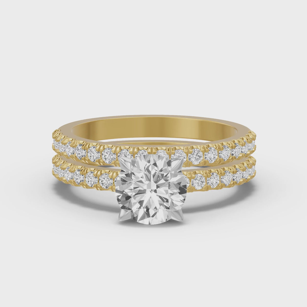 Micro-Pavé Bridal Set — Round — 1.5 ct 14k Yellow Gold
