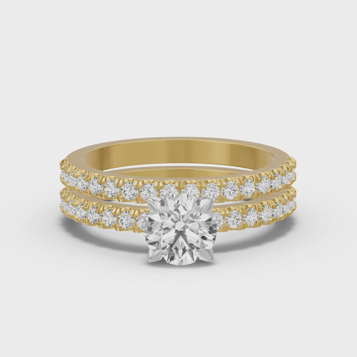Micro-Pavé Bridal Set — Round — 1.0 ct 14k Yellow Gold