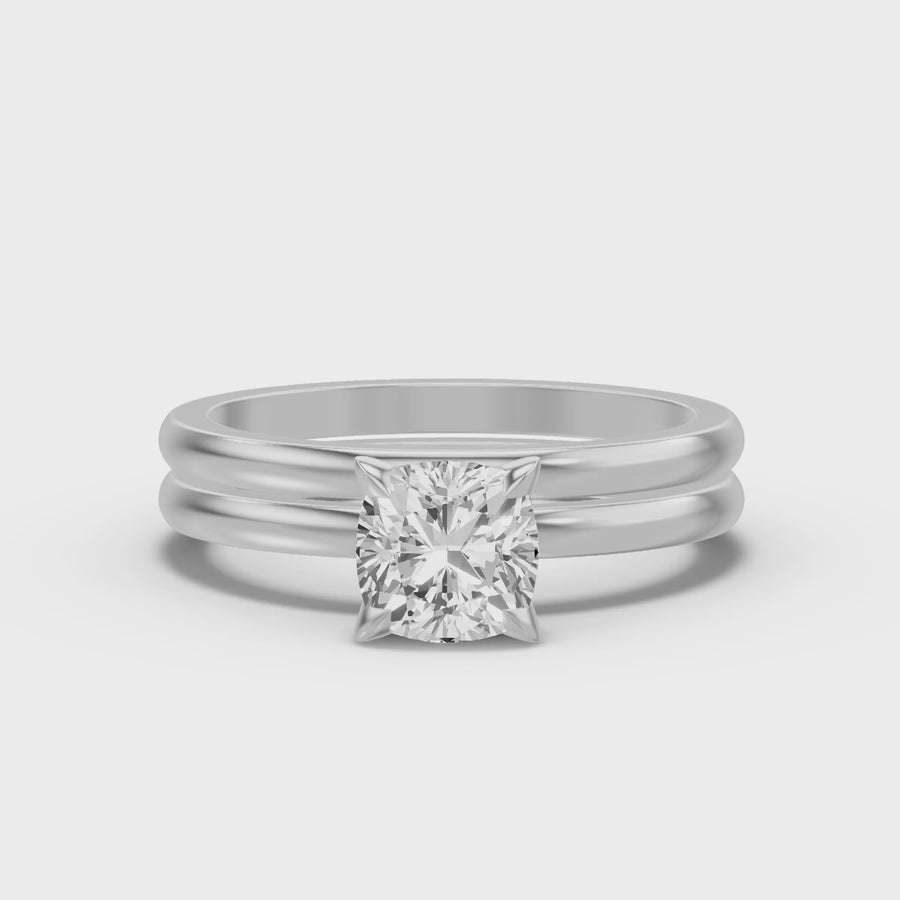 Classic Solitaire Bridal Set — Cushion — 1.5 ct 14k White Gold