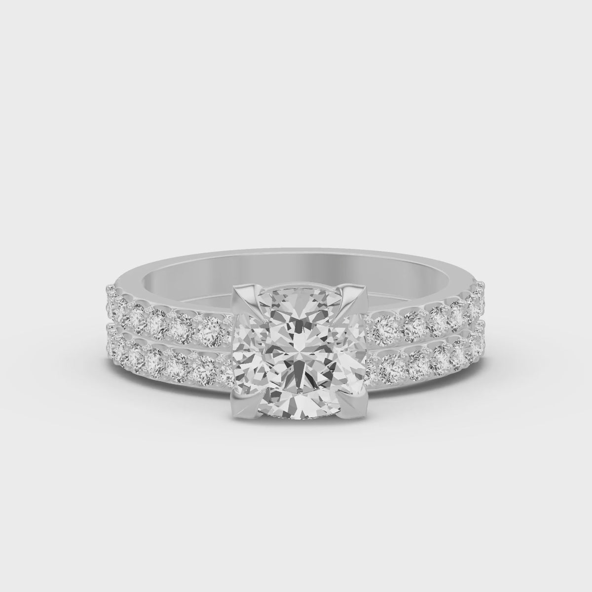 Micro-Pavé Bridal Set — Cushion — 2.0 ct 14k White Gold