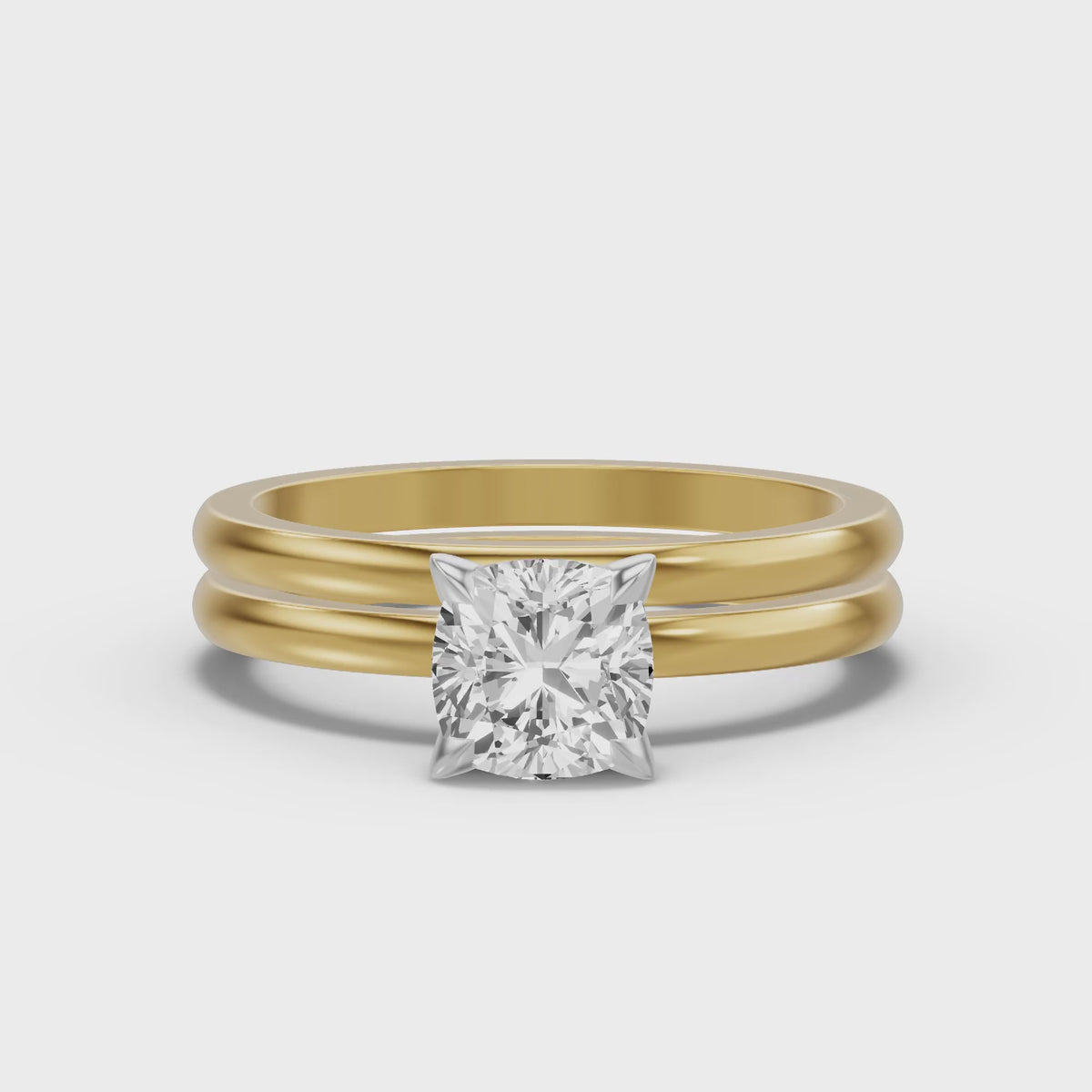 Classic Solitaire Bridal Set — Cushion — 1.5 ct 14k Yellow Gold