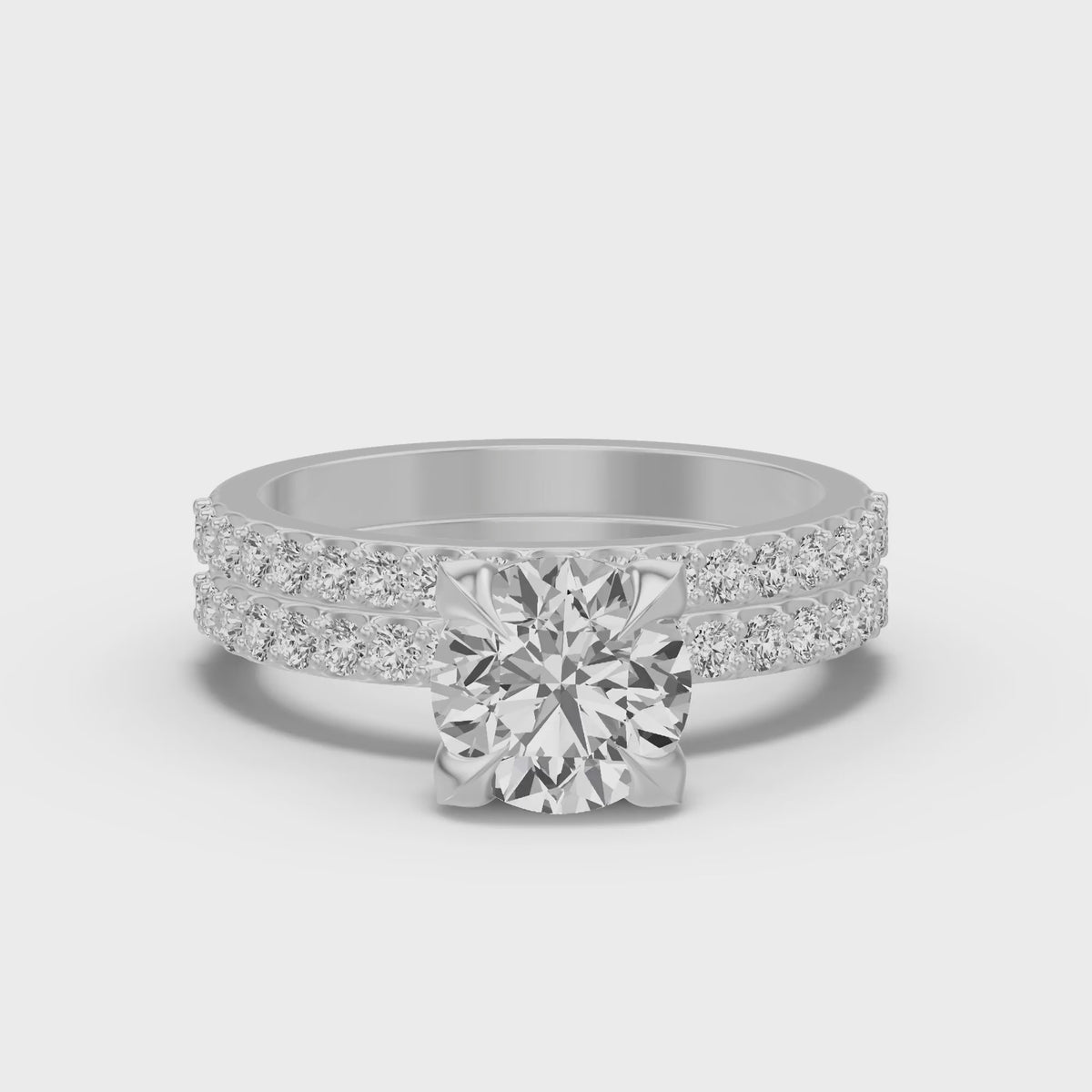 Micro-Pavé Bridal Set — Round — 2.0 ct 14k White Gold